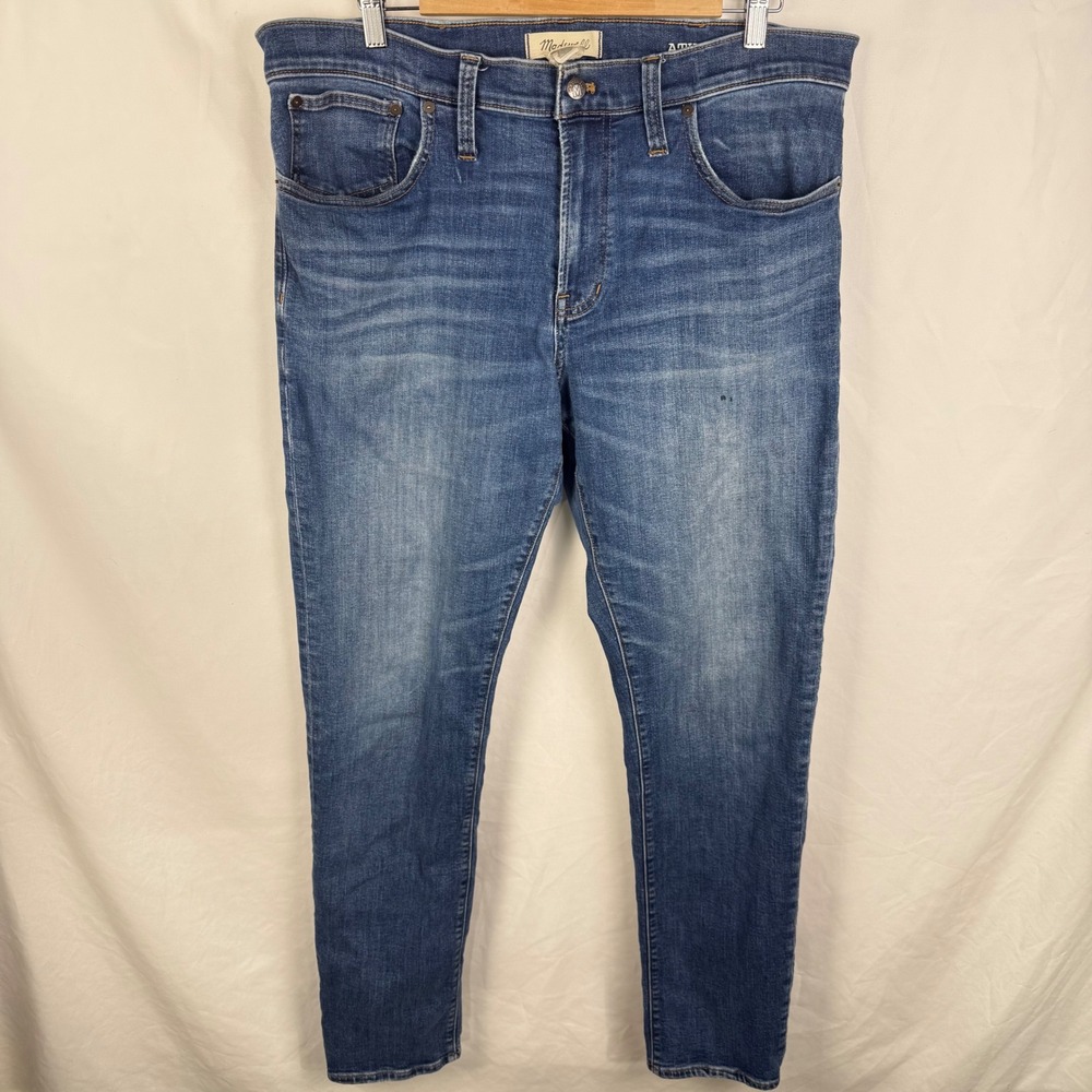 Madewell Men's Athletic Slim Jeans Medium Wash Fading 38x34 Casual Skinny Indie